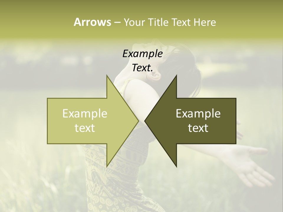 A Woman In A Yellow Dress Is In The Grass PowerPoint Template