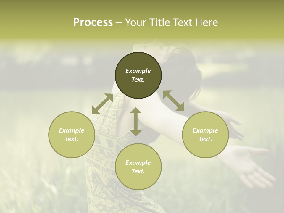 A Woman In A Yellow Dress Is In The Grass PowerPoint Template