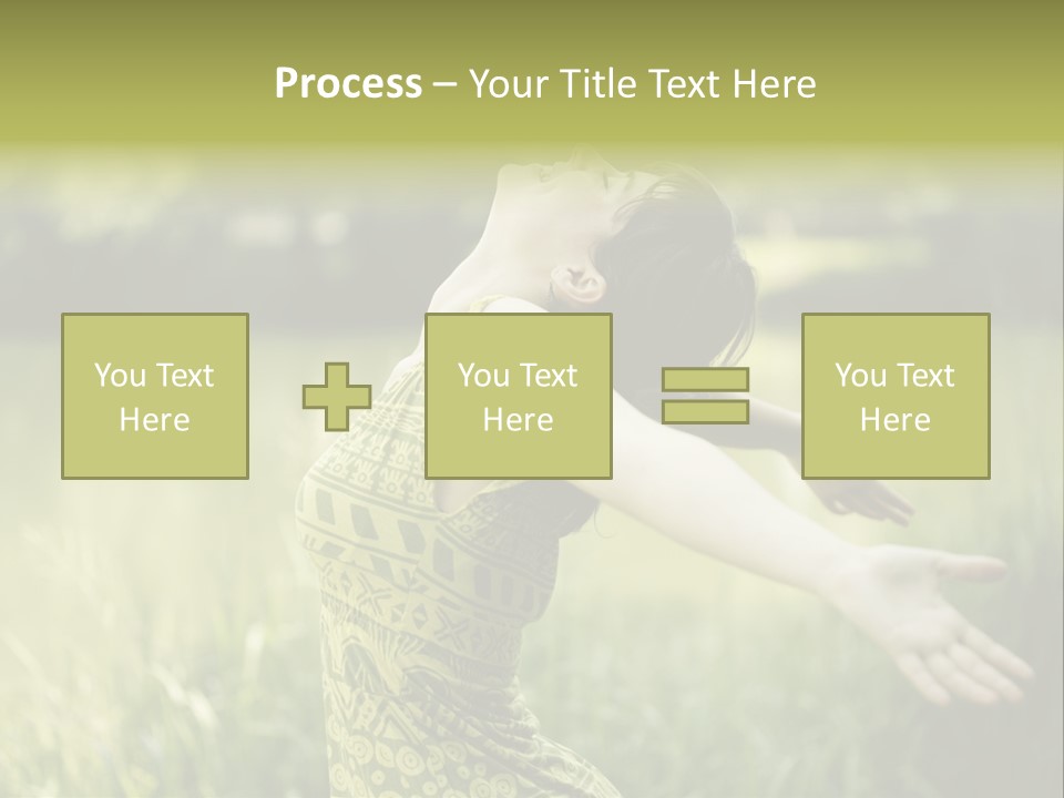 A Woman In A Yellow Dress Is In The Grass PowerPoint Template