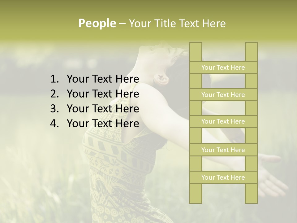 A Woman In A Yellow Dress Is In The Grass PowerPoint Template