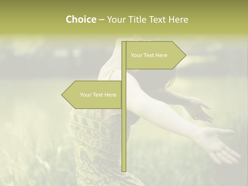 A Woman In A Yellow Dress Is In The Grass PowerPoint Template