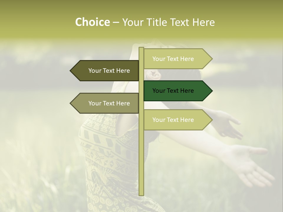 A Woman In A Yellow Dress Is In The Grass PowerPoint Template