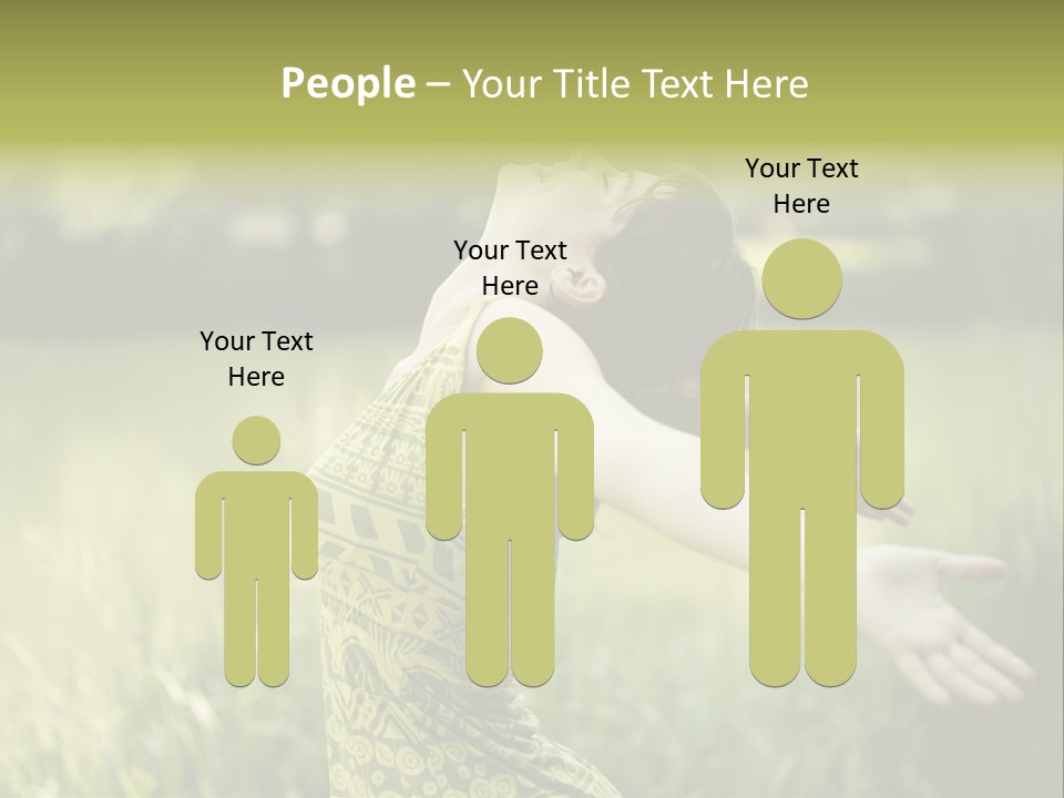 A Woman In A Yellow Dress Is In The Grass PowerPoint Template