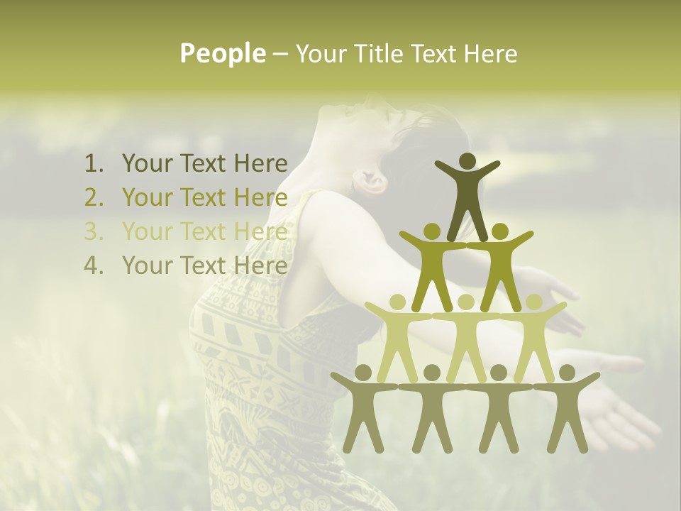 A Woman In A Yellow Dress Is In The Grass PowerPoint Template