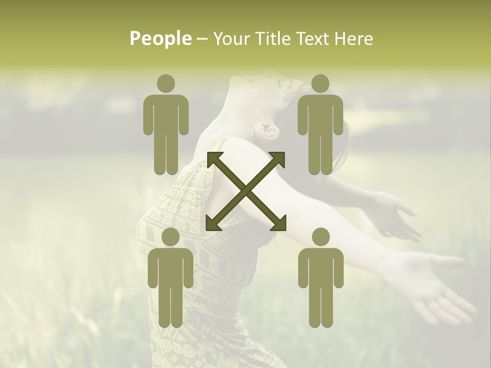 A Woman In A Yellow Dress Is In The Grass PowerPoint Template