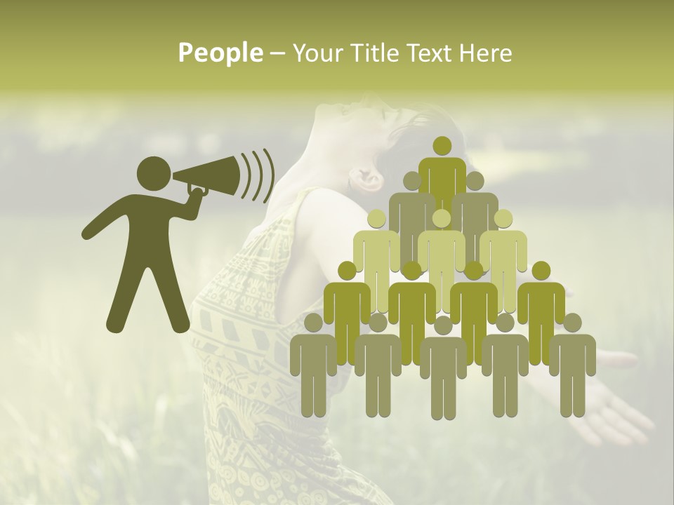 A Woman In A Yellow Dress Is In The Grass PowerPoint Template