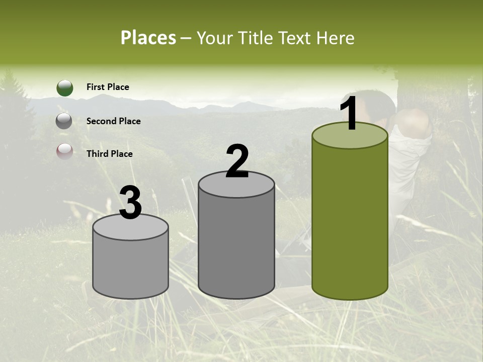 A Man Sitting In The Grass With A Laptop PowerPoint Template