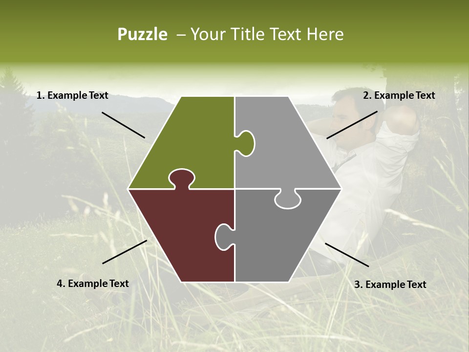 A Man Sitting In The Grass With A Laptop PowerPoint Template