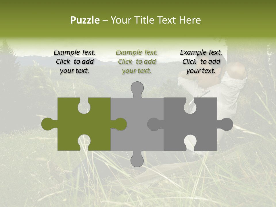 A Man Sitting In The Grass With A Laptop PowerPoint Template