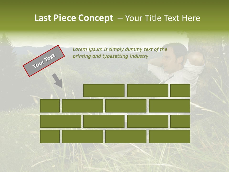 A Man Sitting In The Grass With A Laptop PowerPoint Template