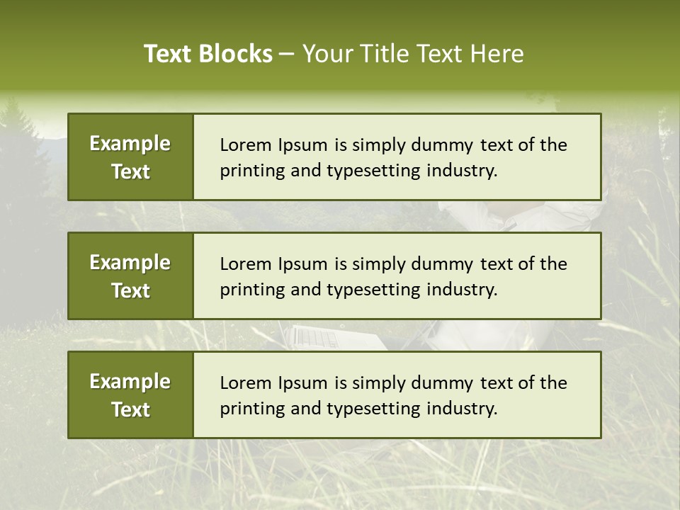 A Man Sitting In The Grass With A Laptop PowerPoint Template