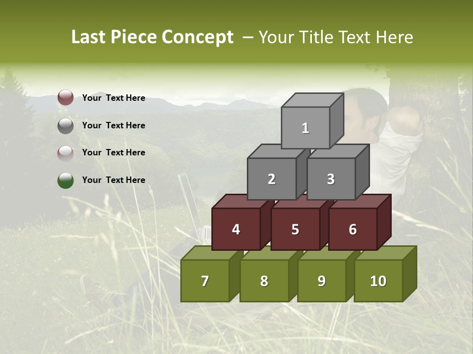 A Man Sitting In The Grass With A Laptop PowerPoint Template