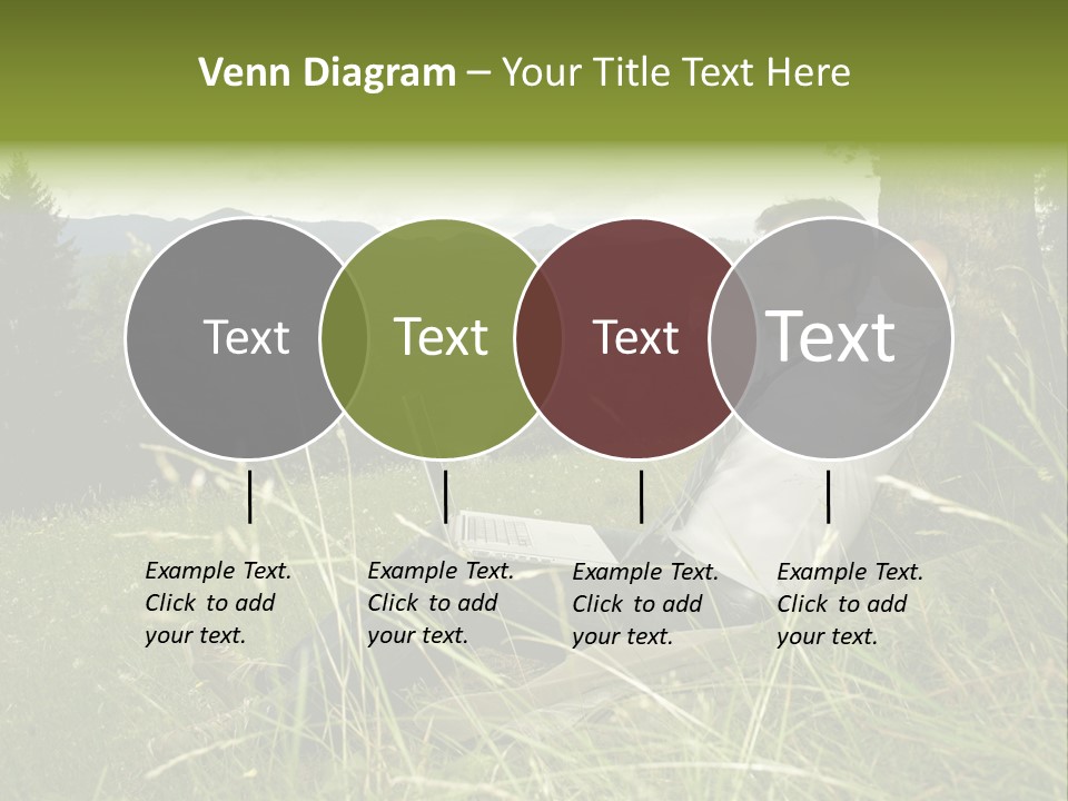 A Man Sitting In The Grass With A Laptop PowerPoint Template