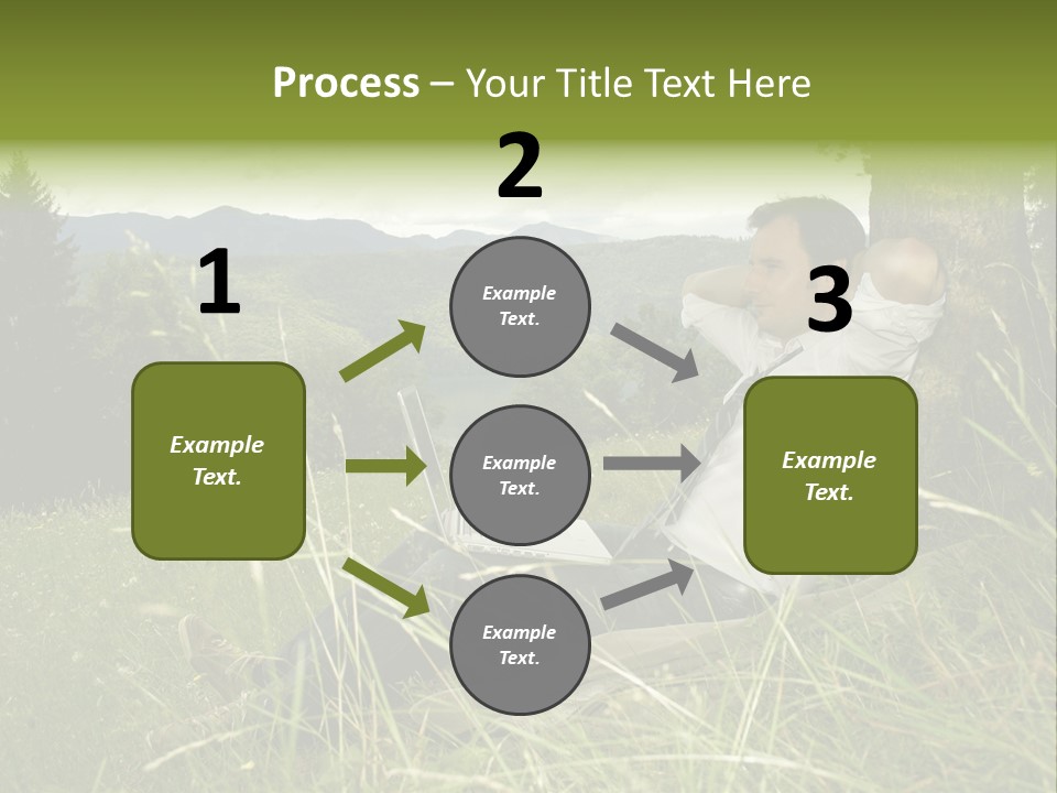 A Man Sitting In The Grass With A Laptop PowerPoint Template