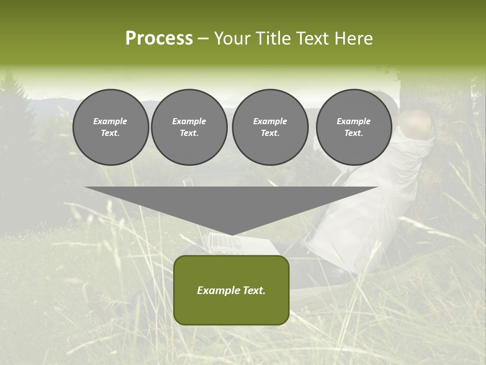 A Man Sitting In The Grass With A Laptop PowerPoint Template