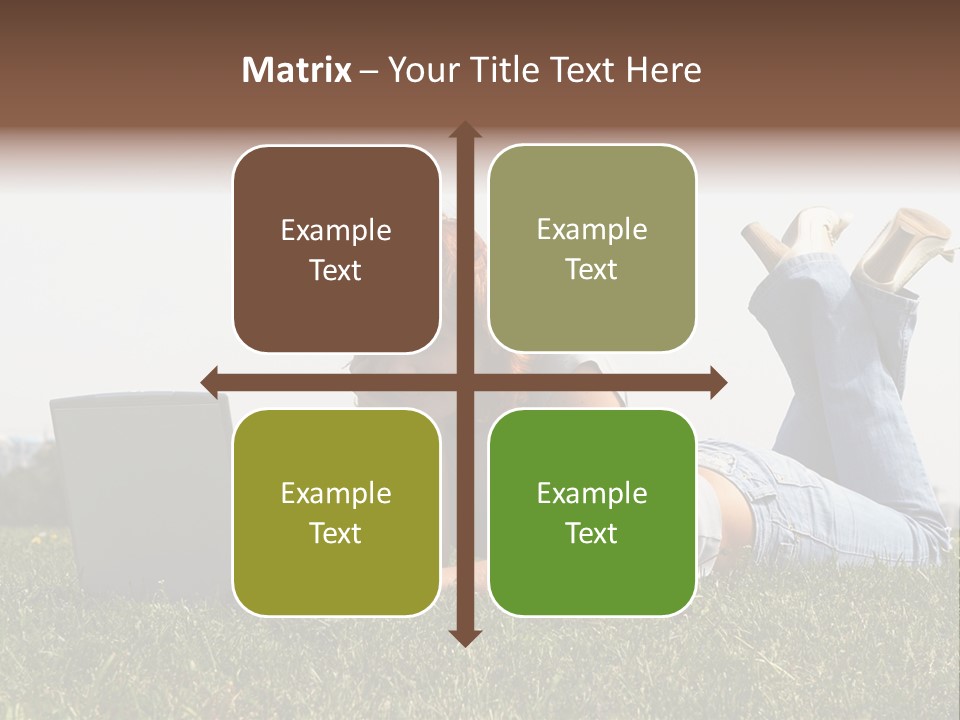 A Woman Laying On The Grass Using A Laptop PowerPoint Template