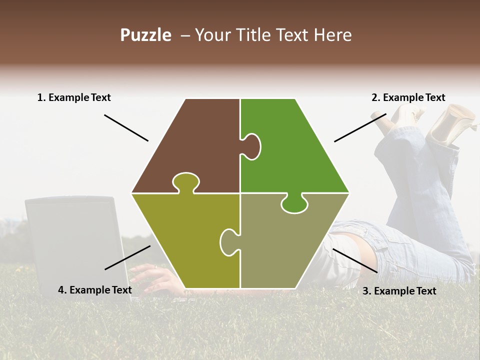 A Woman Laying On The Grass Using A Laptop PowerPoint Template