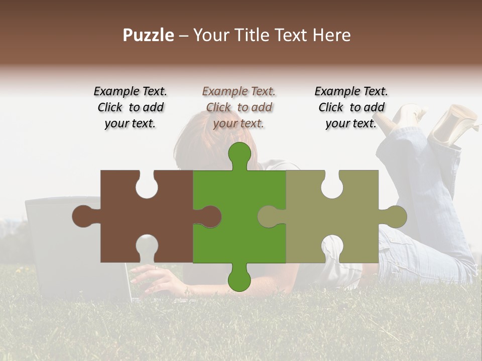 A Woman Laying On The Grass Using A Laptop PowerPoint Template