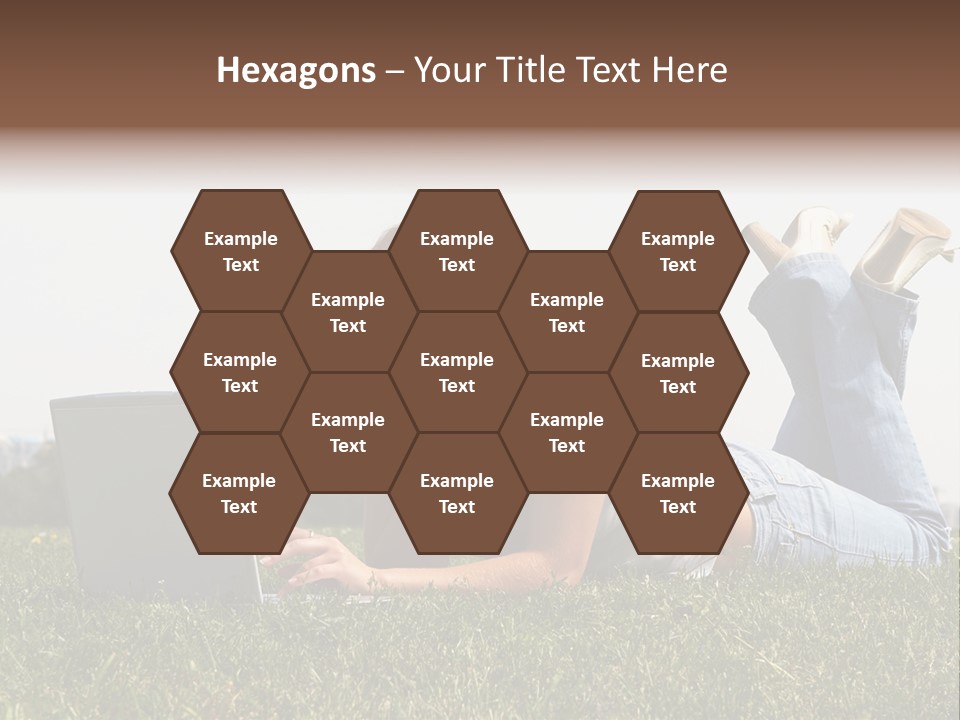 A Woman Laying On The Grass Using A Laptop PowerPoint Template