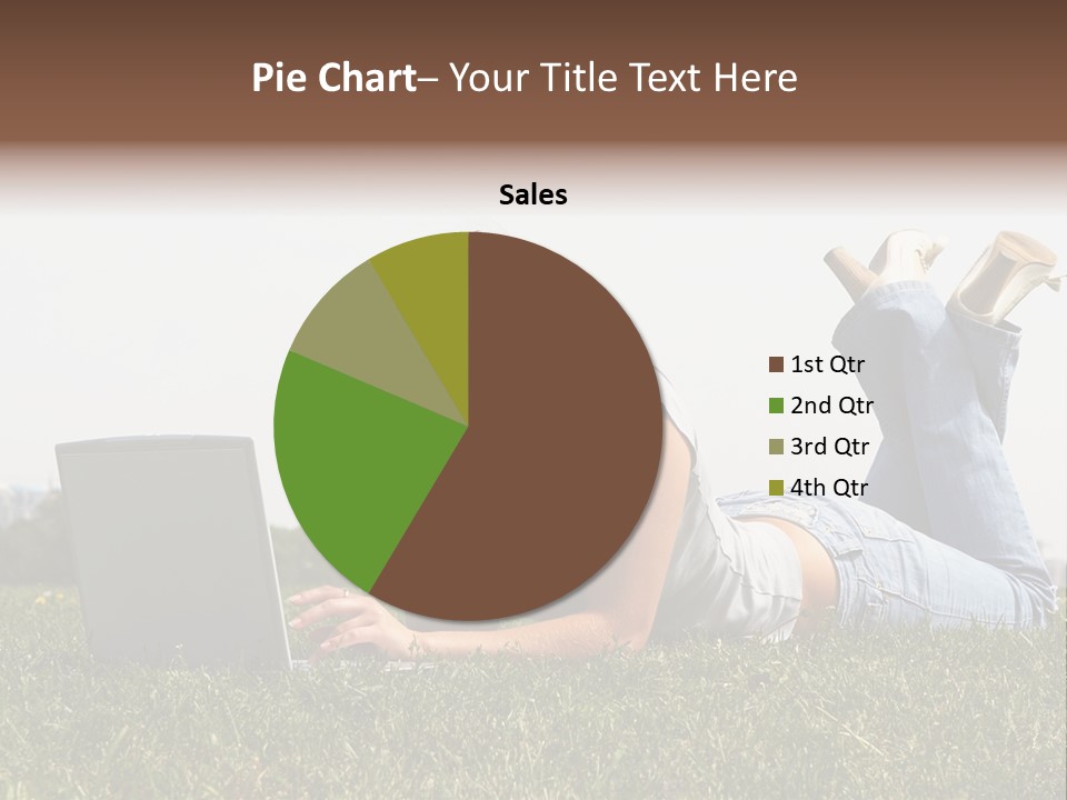 A Woman Laying On The Grass Using A Laptop PowerPoint Template