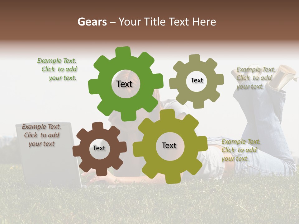 A Woman Laying On The Grass Using A Laptop PowerPoint Template