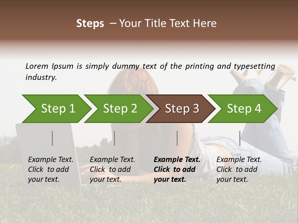 A Woman Laying On The Grass Using A Laptop PowerPoint Template