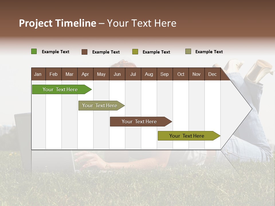 A Woman Laying On The Grass Using A Laptop PowerPoint Template