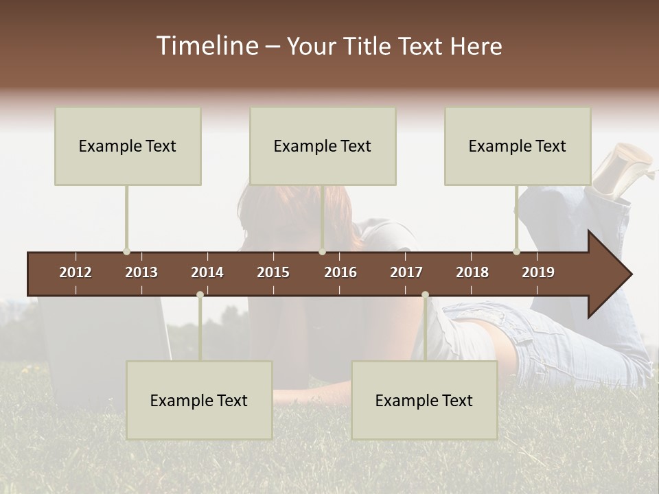 A Woman Laying On The Grass Using A Laptop PowerPoint Template