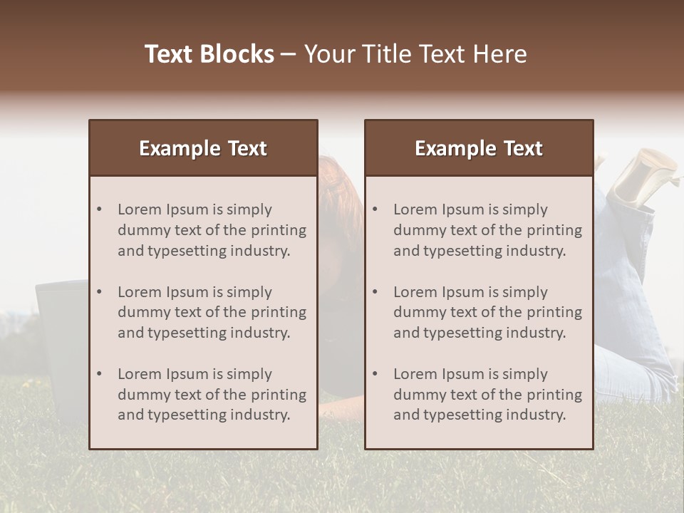 A Woman Laying On The Grass Using A Laptop PowerPoint Template