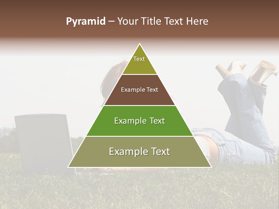 A Woman Laying On The Grass Using A Laptop PowerPoint Template