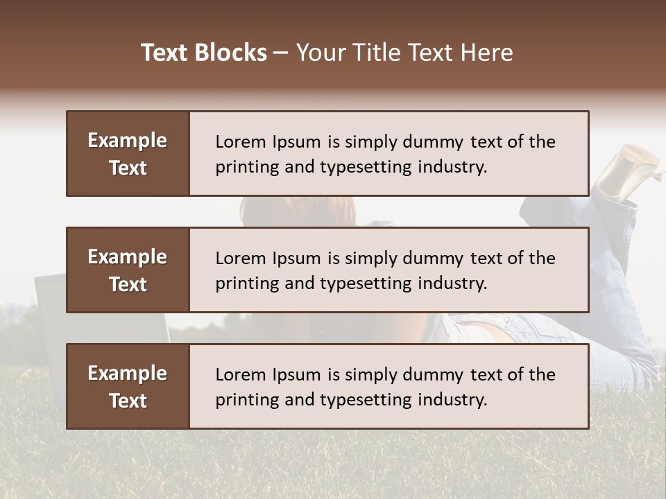 A Woman Laying On The Grass Using A Laptop PowerPoint Template