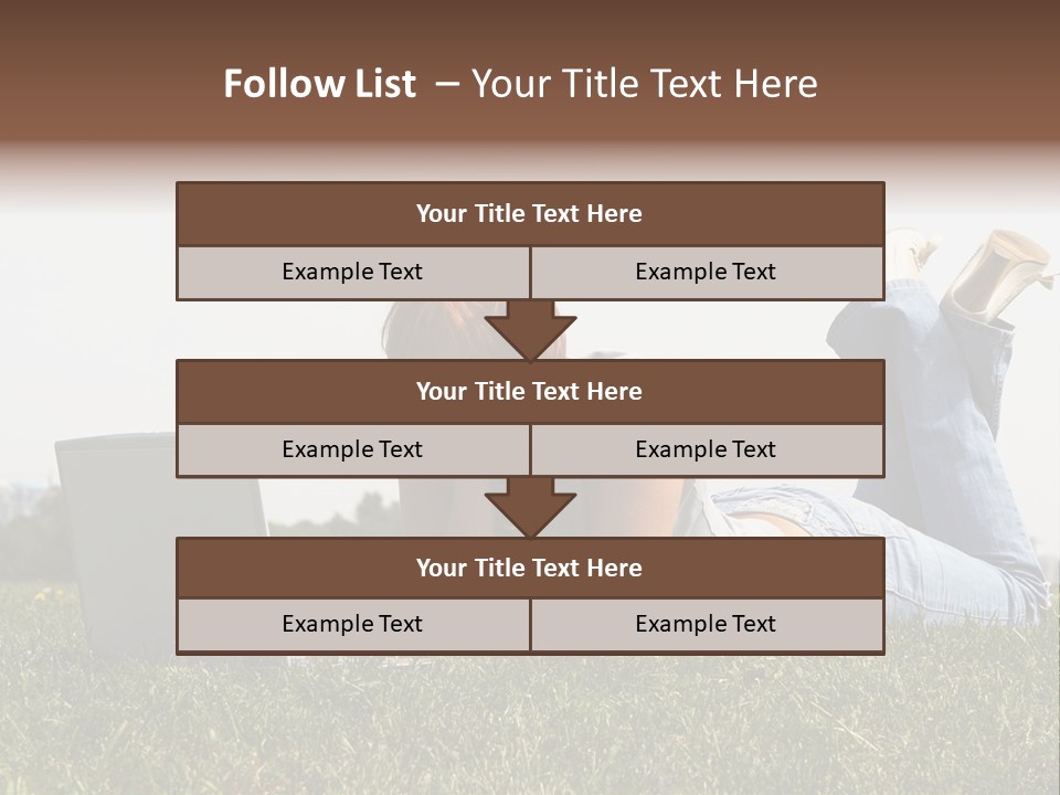 A Woman Laying On The Grass Using A Laptop PowerPoint Template