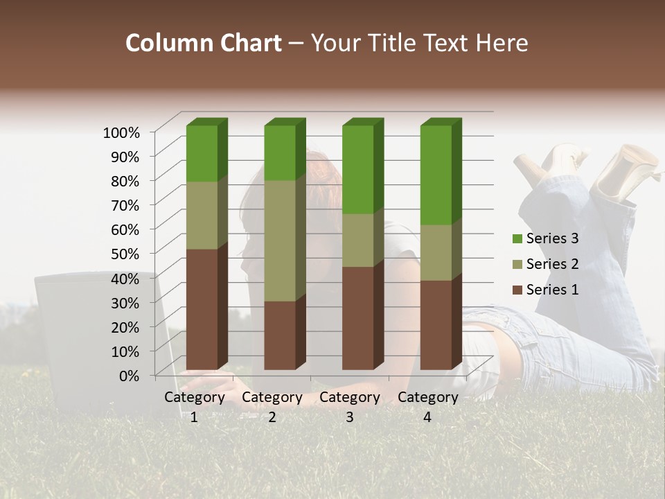 A Woman Laying On The Grass Using A Laptop PowerPoint Template