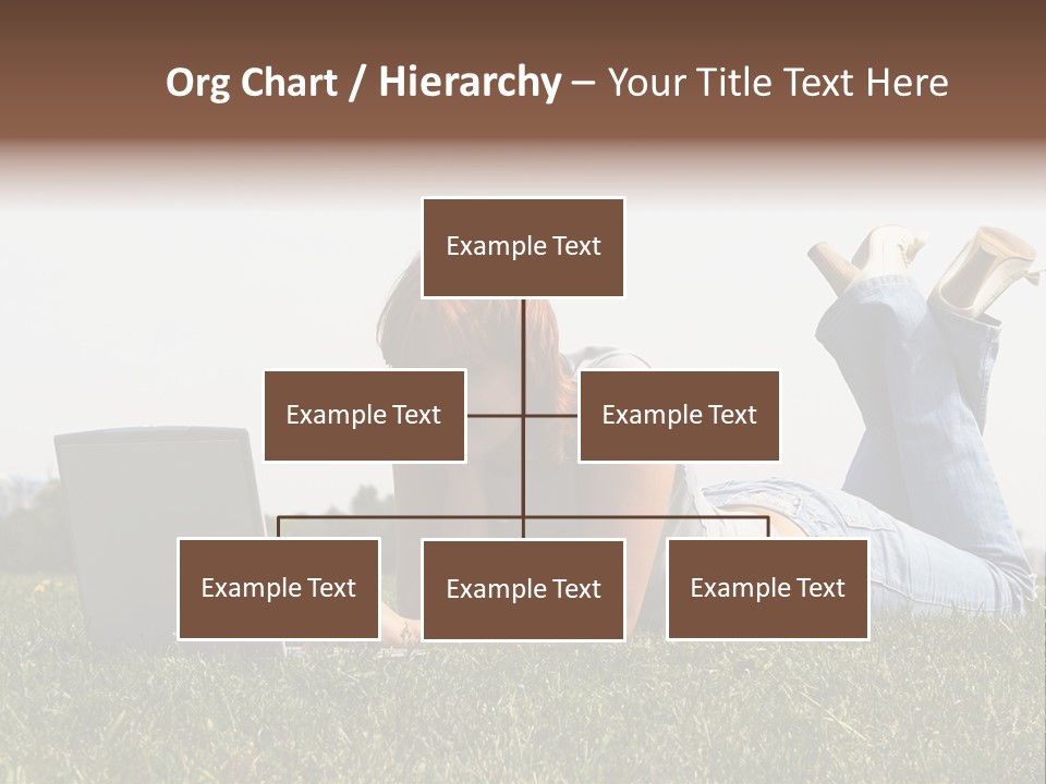 A Woman Laying On The Grass Using A Laptop PowerPoint Template