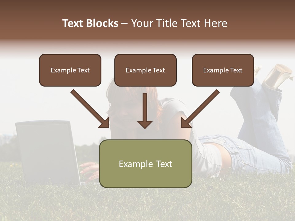 A Woman Laying On The Grass Using A Laptop PowerPoint Template