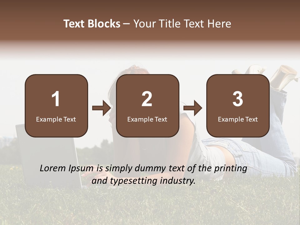 A Woman Laying On The Grass Using A Laptop PowerPoint Template