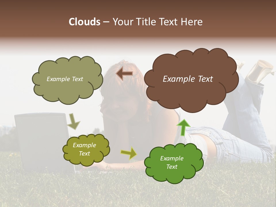 A Woman Laying On The Grass Using A Laptop PowerPoint Template