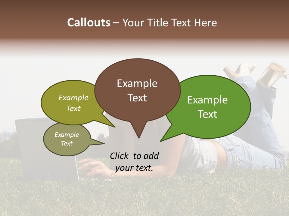 A Woman Laying On The Grass Using A Laptop PowerPoint Template