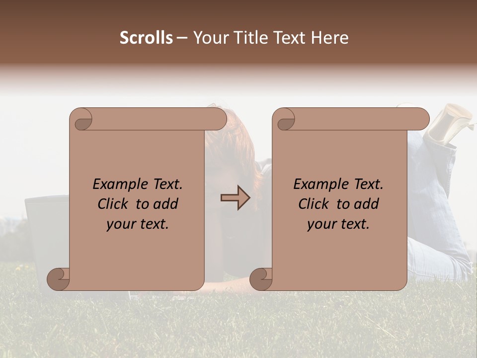 A Woman Laying On The Grass Using A Laptop PowerPoint Template