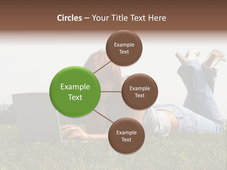 A Woman Laying On The Grass Using A Laptop PowerPoint Template