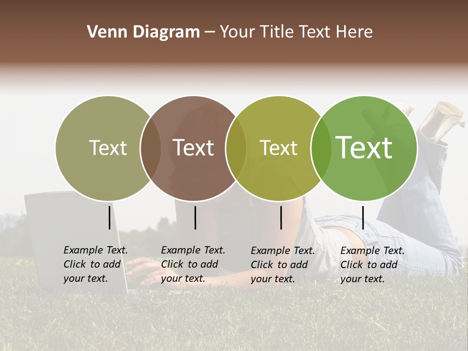 A Woman Laying On The Grass Using A Laptop PowerPoint Template