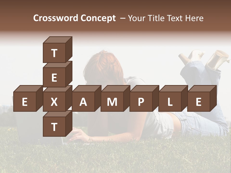 A Woman Laying On The Grass Using A Laptop PowerPoint Template