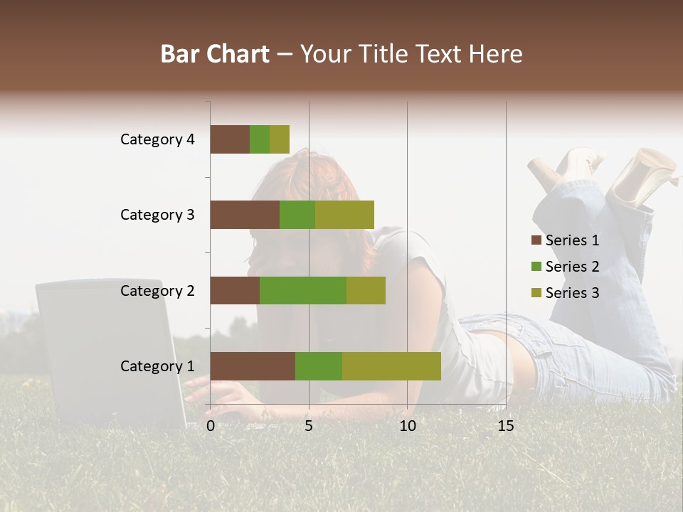 A Woman Laying On The Grass Using A Laptop PowerPoint Template