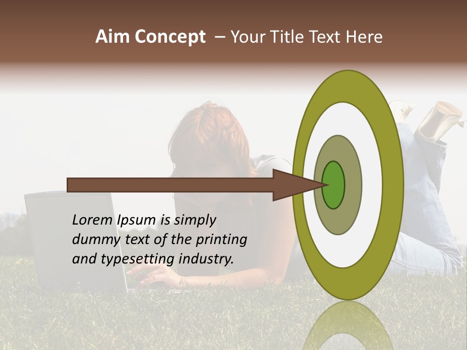 A Woman Laying On The Grass Using A Laptop PowerPoint Template