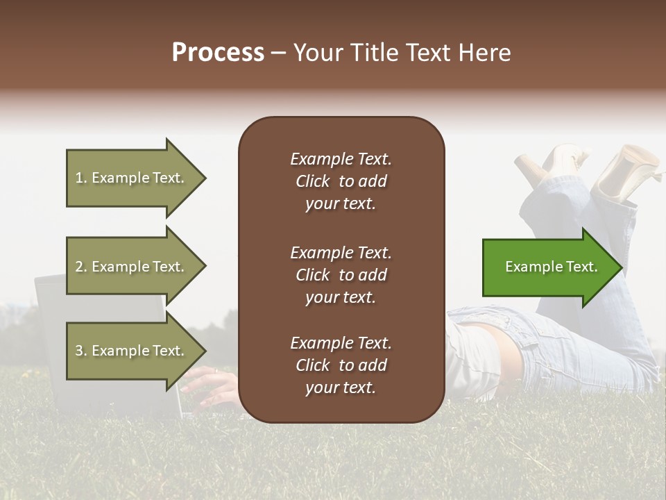 A Woman Laying On The Grass Using A Laptop PowerPoint Template