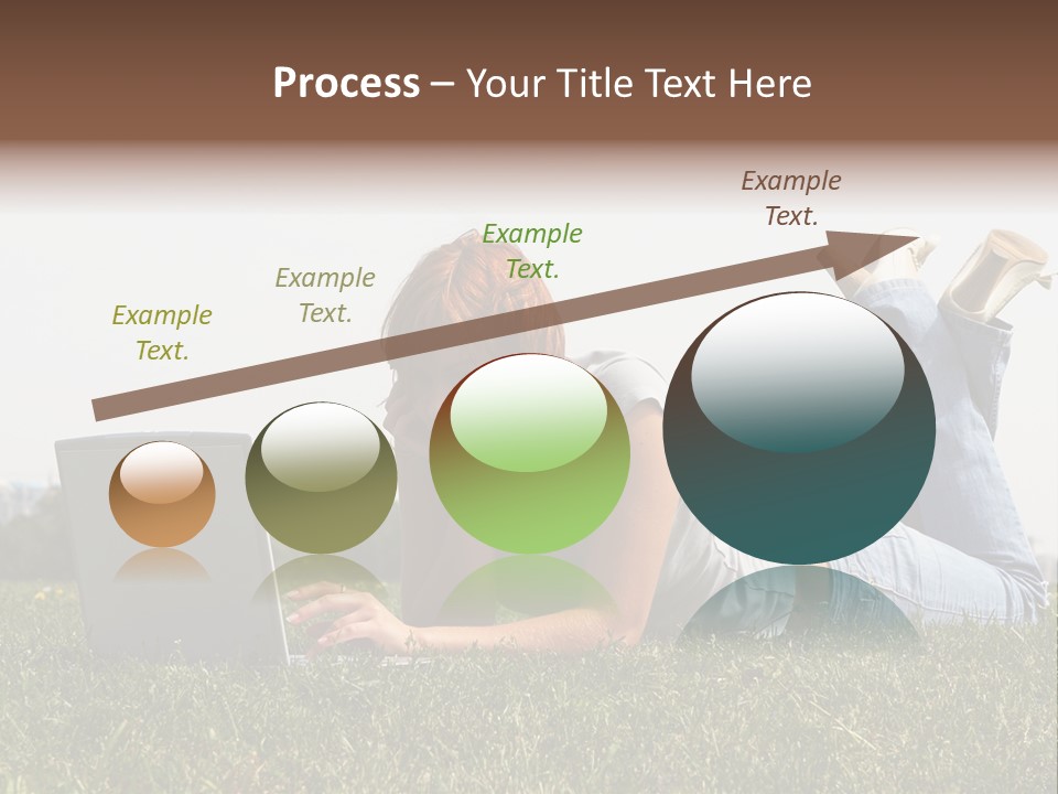 A Woman Laying On The Grass Using A Laptop PowerPoint Template