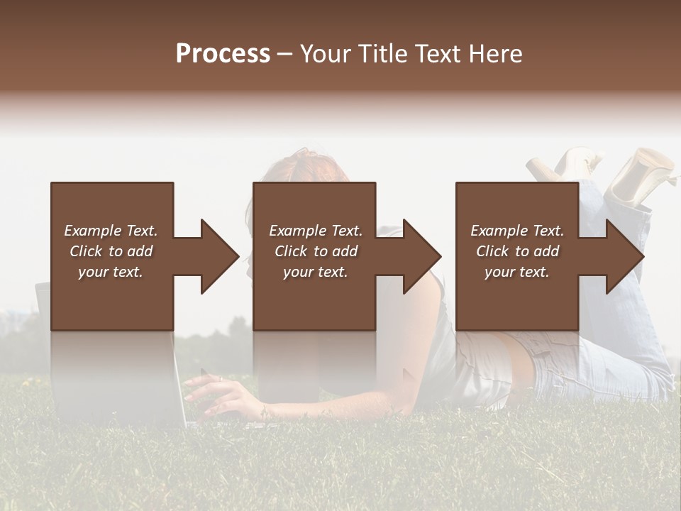 A Woman Laying On The Grass Using A Laptop PowerPoint Template