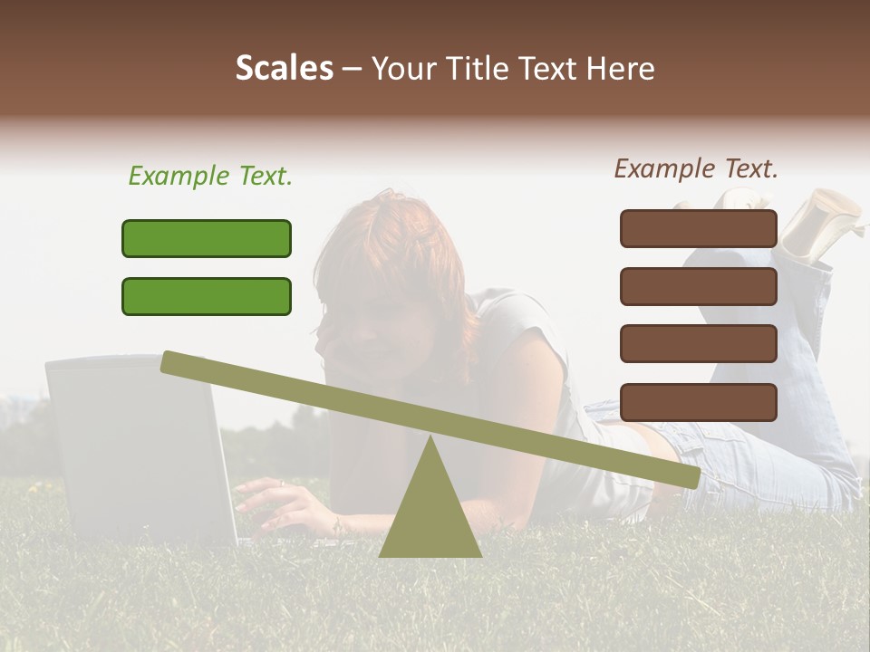 A Woman Laying On The Grass Using A Laptop PowerPoint Template