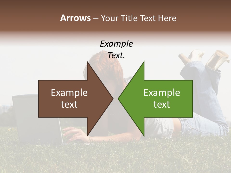 A Woman Laying On The Grass Using A Laptop PowerPoint Template