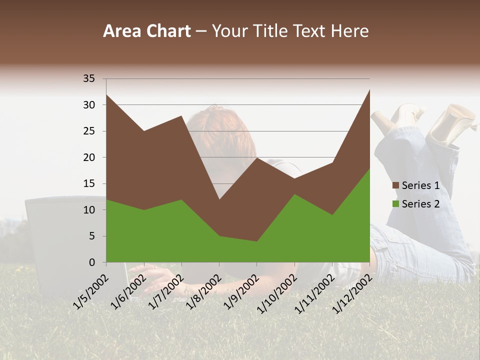 A Woman Laying On The Grass Using A Laptop PowerPoint Template